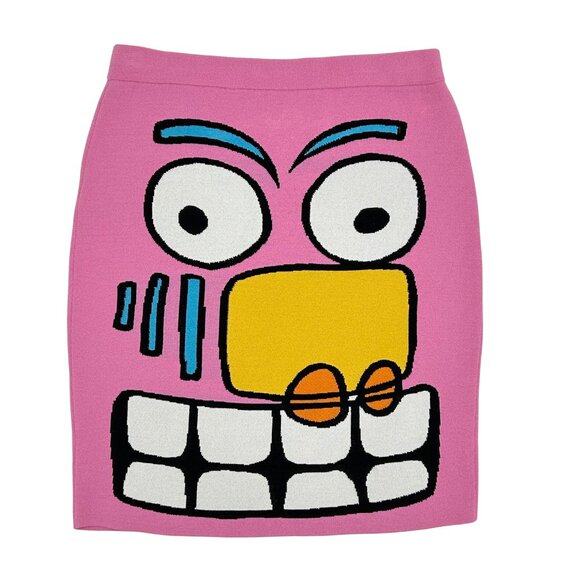 Jeremy Scott Dresses & Skirts - Jeremy Scott Knit Mini Skirt Runway S/S 2016 Face Mini Skirt Bubblegum Pink US 6